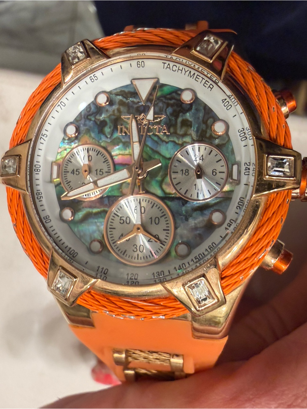 Invicta Bolt Chronograph 25633 Orange & Rose Gold Watch – Abalone Dial – 100M - Picture 5 of 15